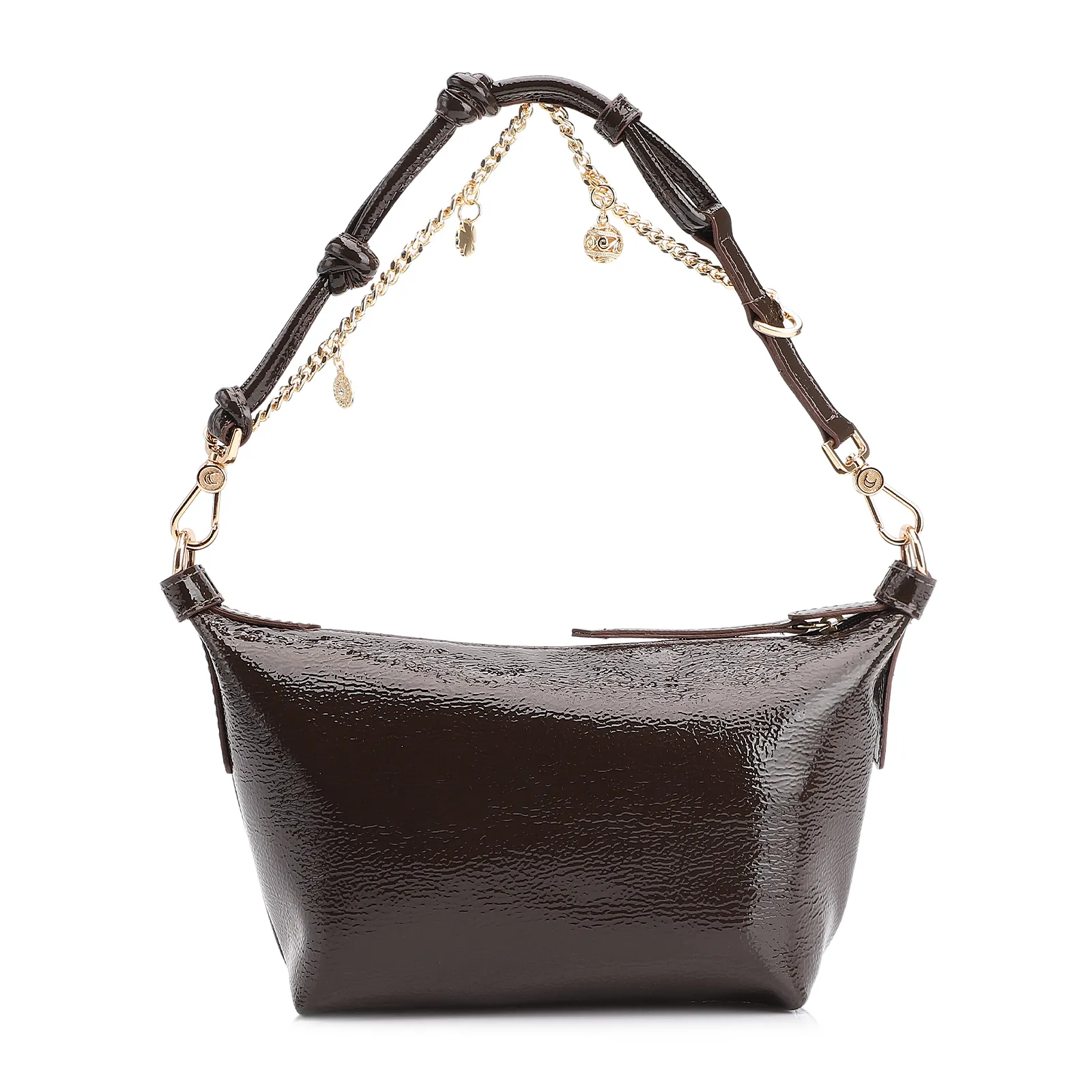Bolsa De Ombro Alt Verniz Marrom Escuro