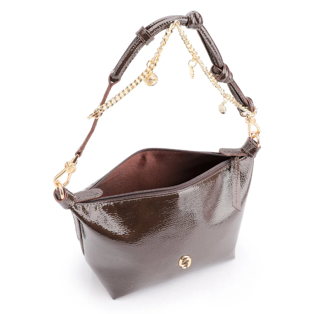 Bolsa De Ombro Alt Verniz Marrom Escuro - imagem 5