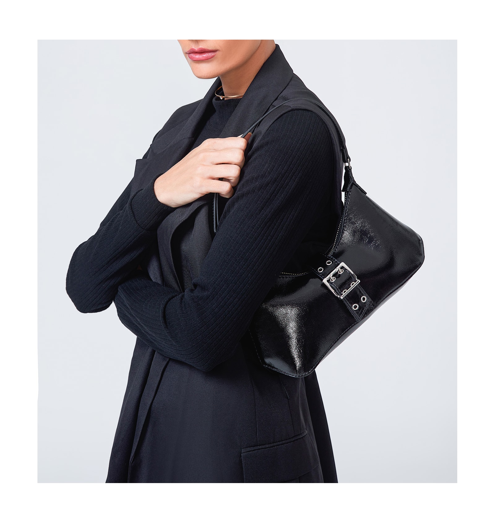Bolsa De Ombro Alt Verniz Preto