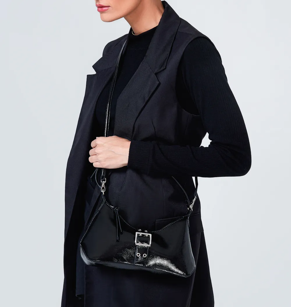 Bolsa De Ombro Alt Verniz Preto - imagem 7