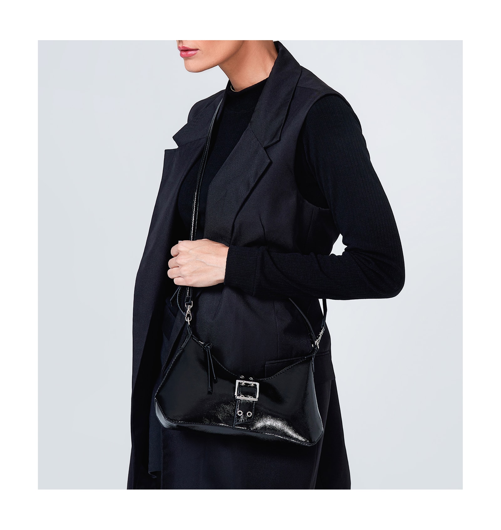 Bolsa De Ombro Alt Verniz Preto