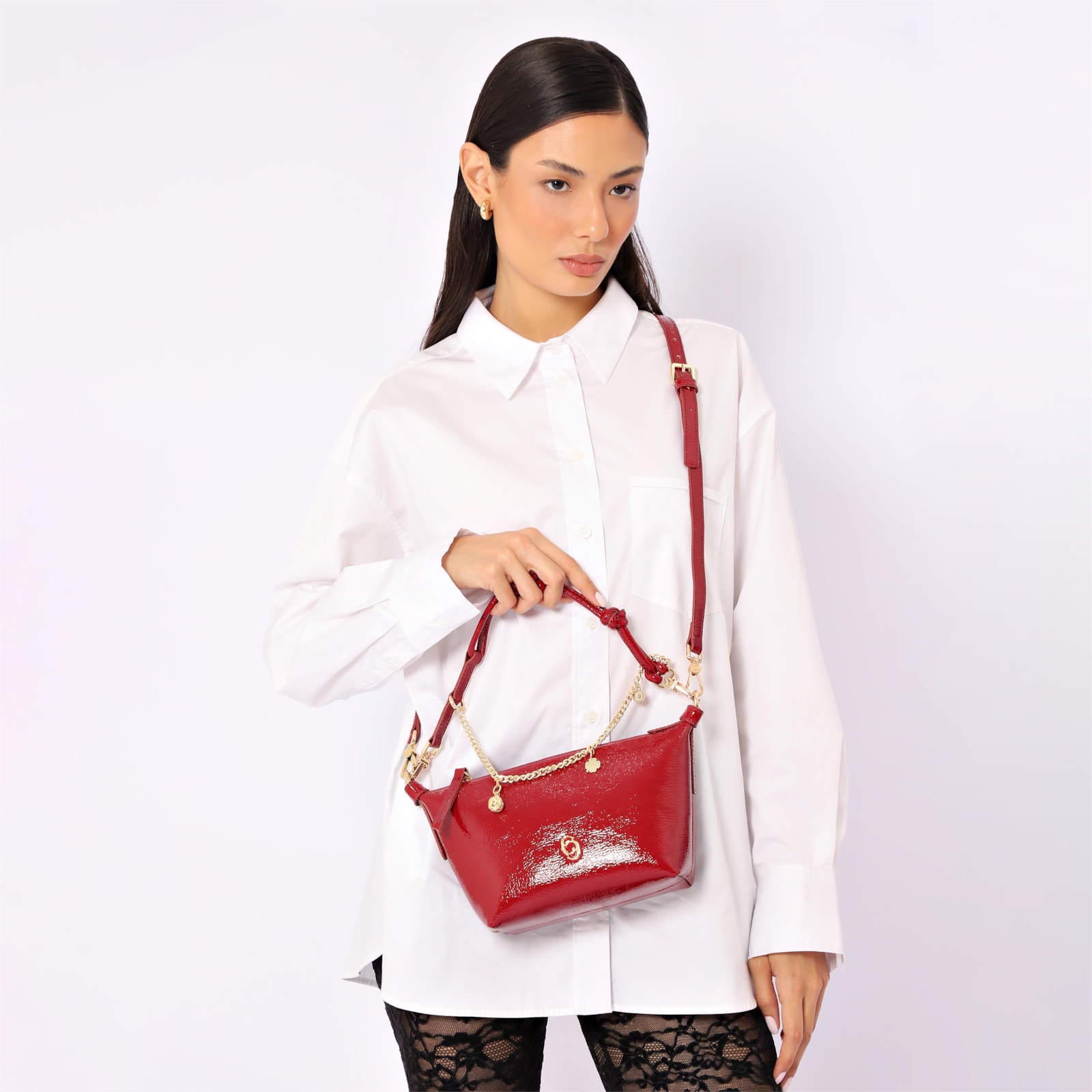 Bolsa De Ombro Alt Verniz Vermelho