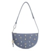 Bolsa De Ombro Aplicações Couro Camurça/Couro Azul - imagem 1