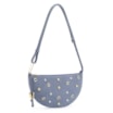 Bolsa De Ombro Aplicações Couro Camurça/Couro Azul - imagem 3