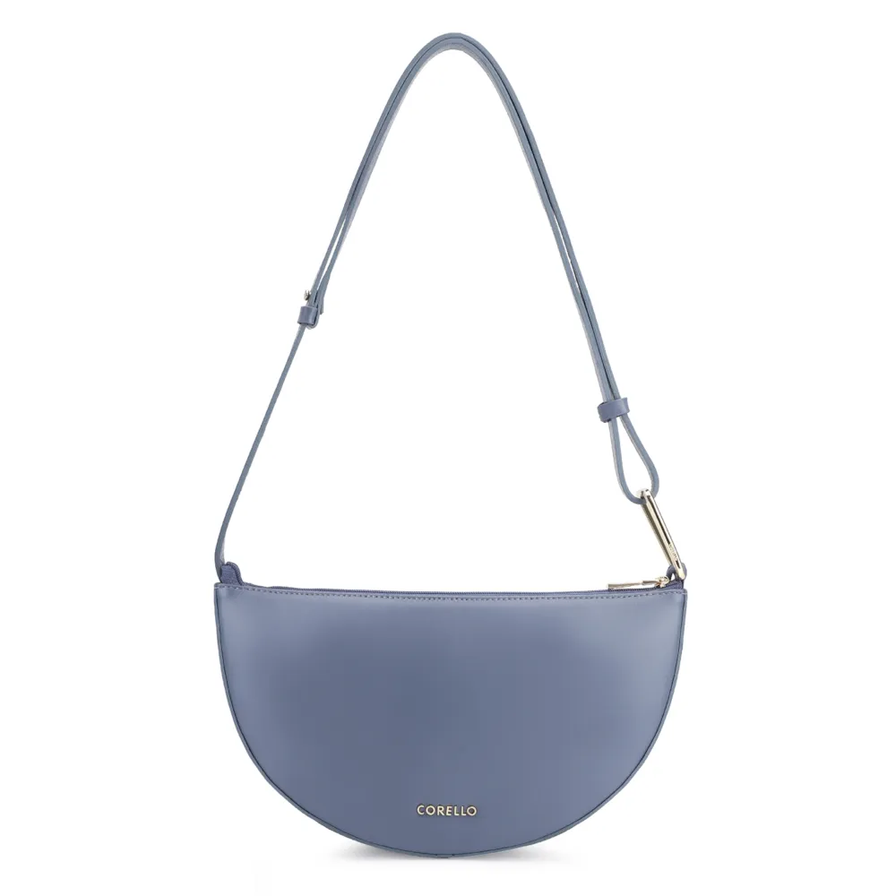 Bolsa De Ombro Aplicações Couro Camurça/Couro Azul - imagem 4