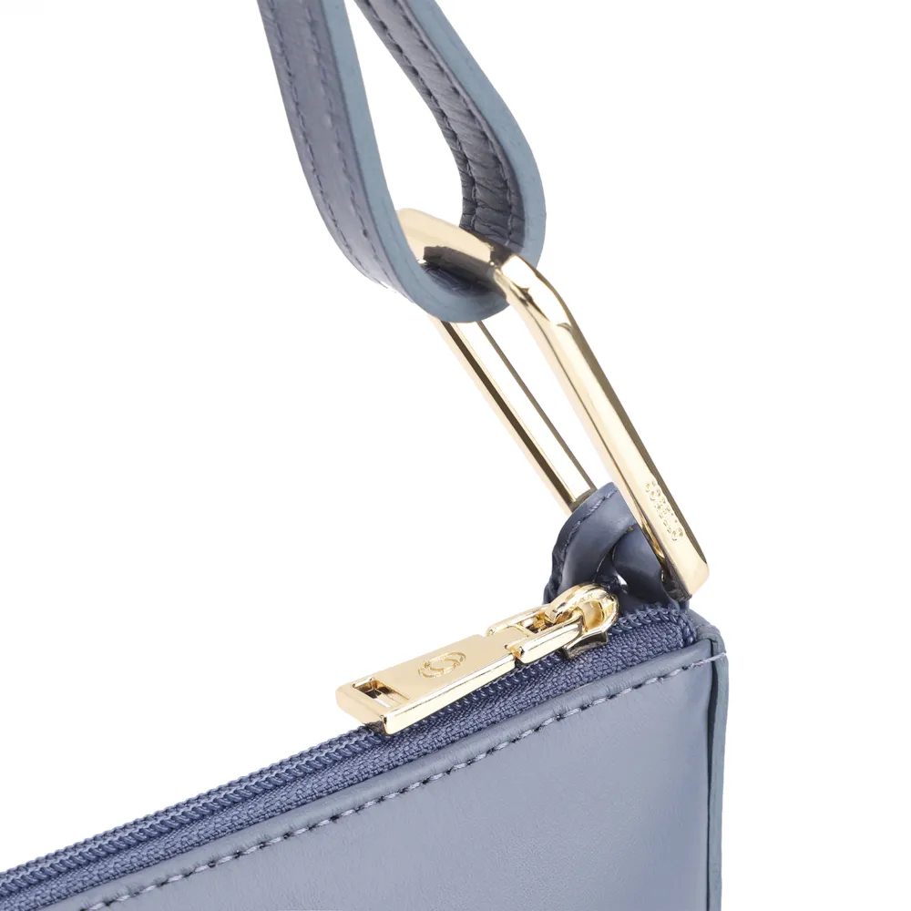 Bolsa De Ombro Aplicações Couro Camurça/Couro Azul - imagem 6