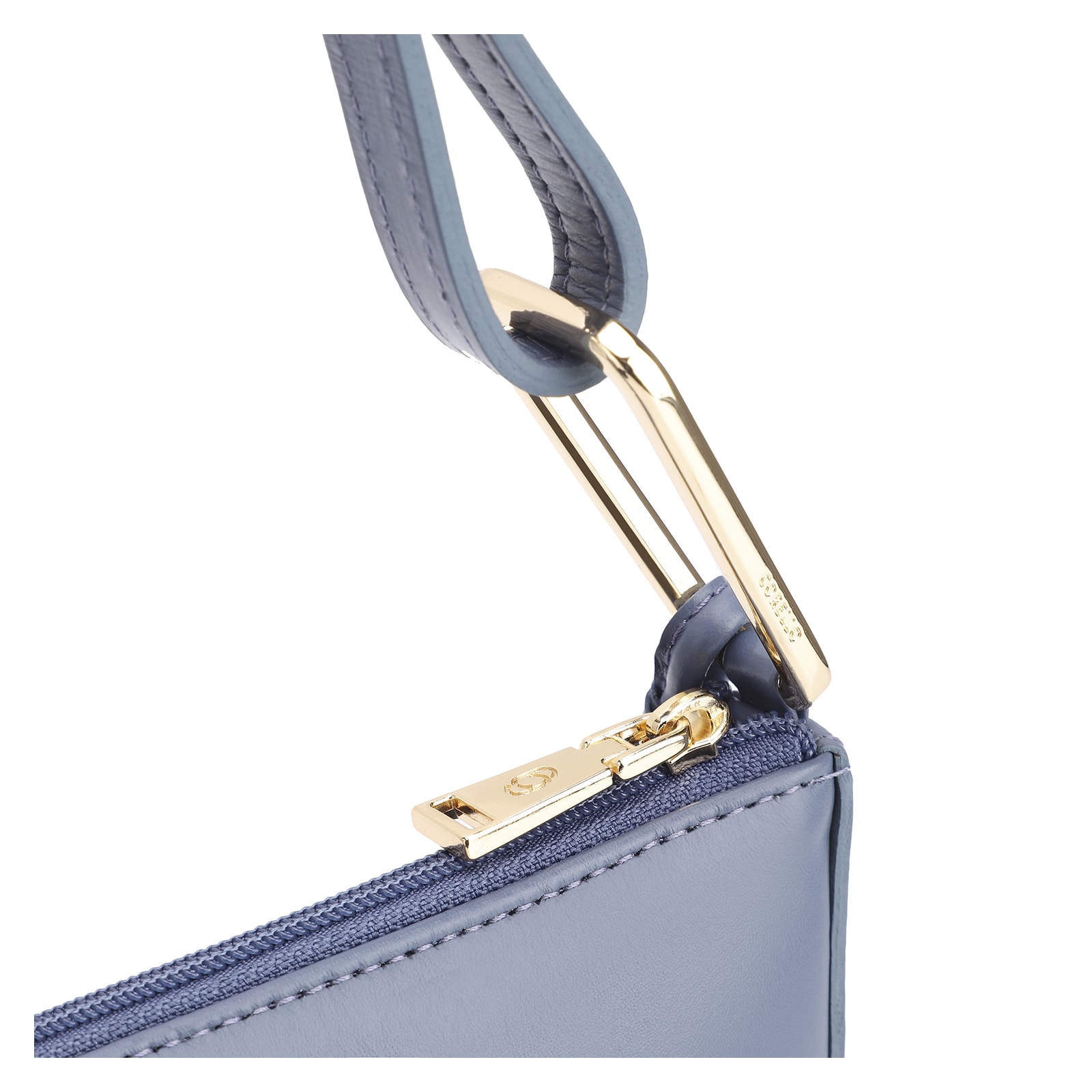 Bolsa De Ombro Aplicações Couro Camurça/Couro Azul