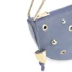 Bolsa De Ombro Aplicações Couro Camurça/Couro Azul - imagem 8
