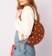 Bolsa De Ombro Aplicações Couro Camurça/Couro Marrom Escuro - imagem 2