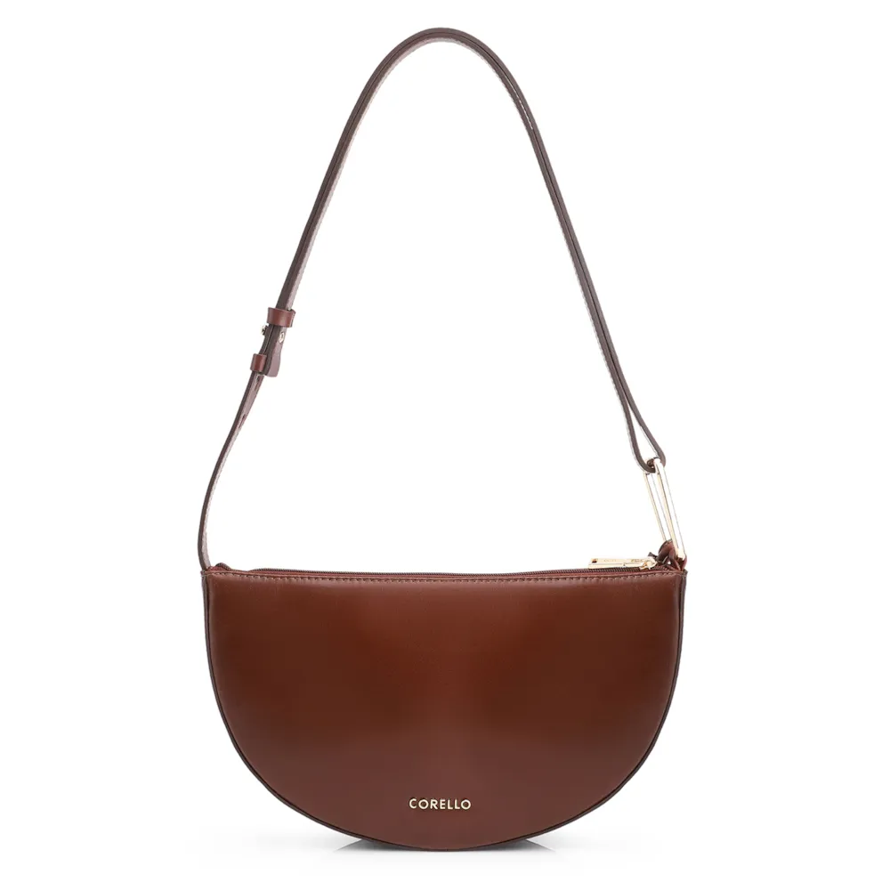 Bolsa De Ombro Aplicações Couro Camurça/Couro Marrom Escuro - imagem 4