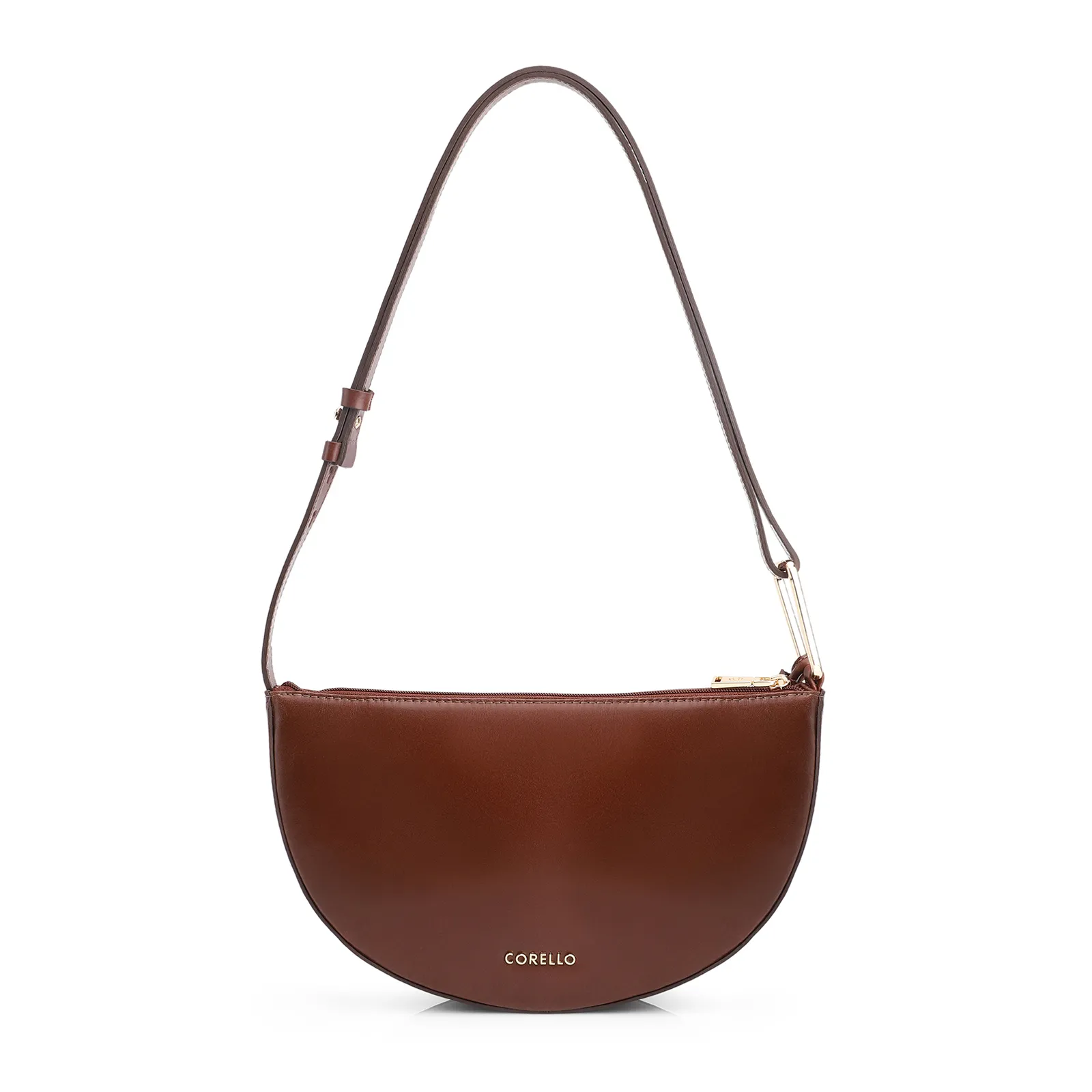 Bolsa De Ombro Aplicações Couro Camurça/Couro Marrom Escuro