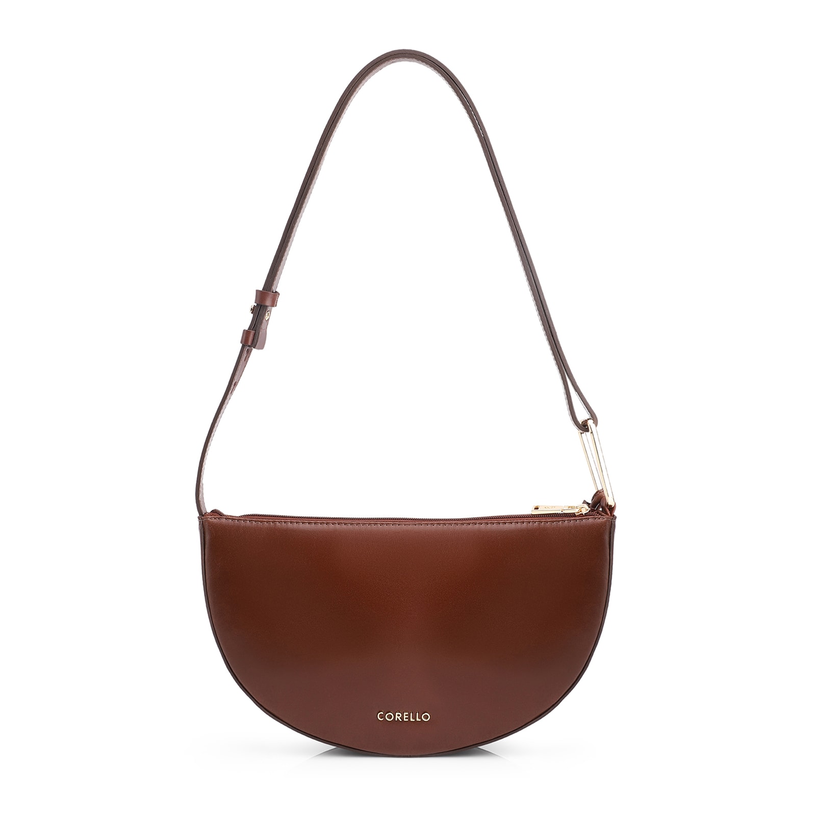 Bolsa De Ombro Aplicações Couro Camurça/Couro Marrom Escuro