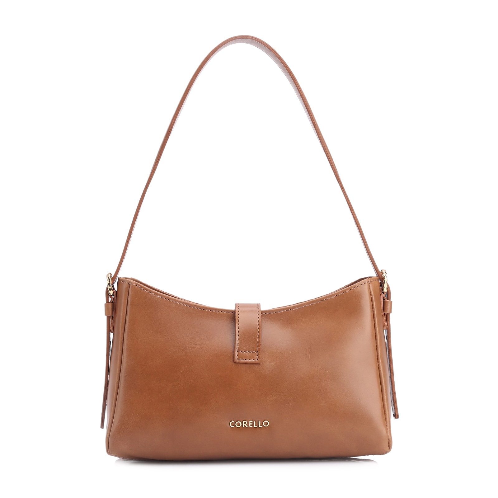 Bolsa De Ombro Argola Couro Camurça Marrom