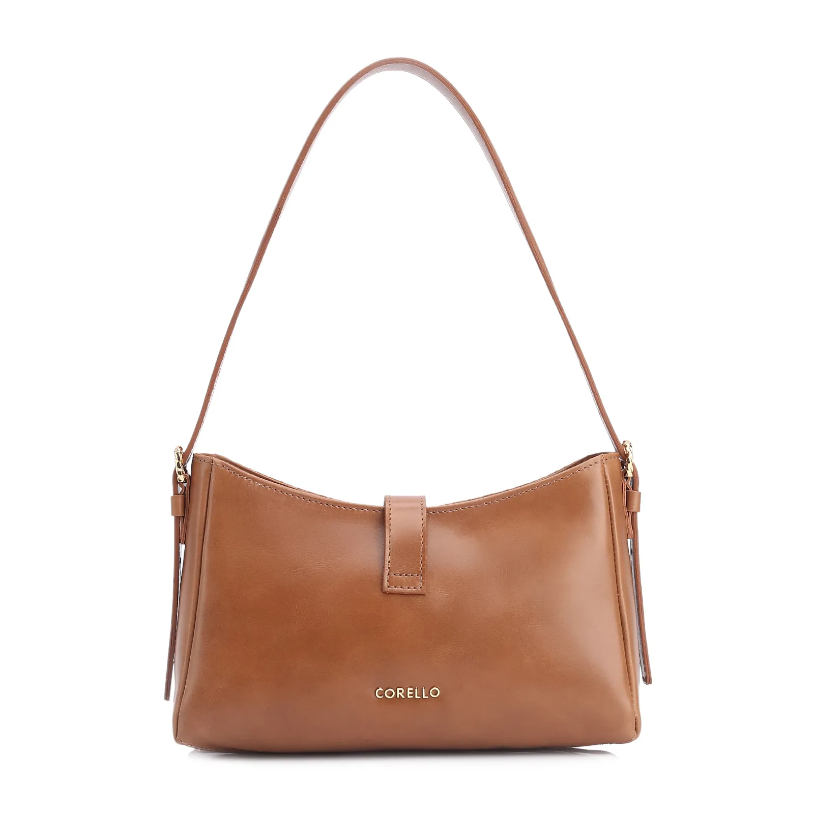 Bolsa De Ombro Argola Couro Camurça Marrom
