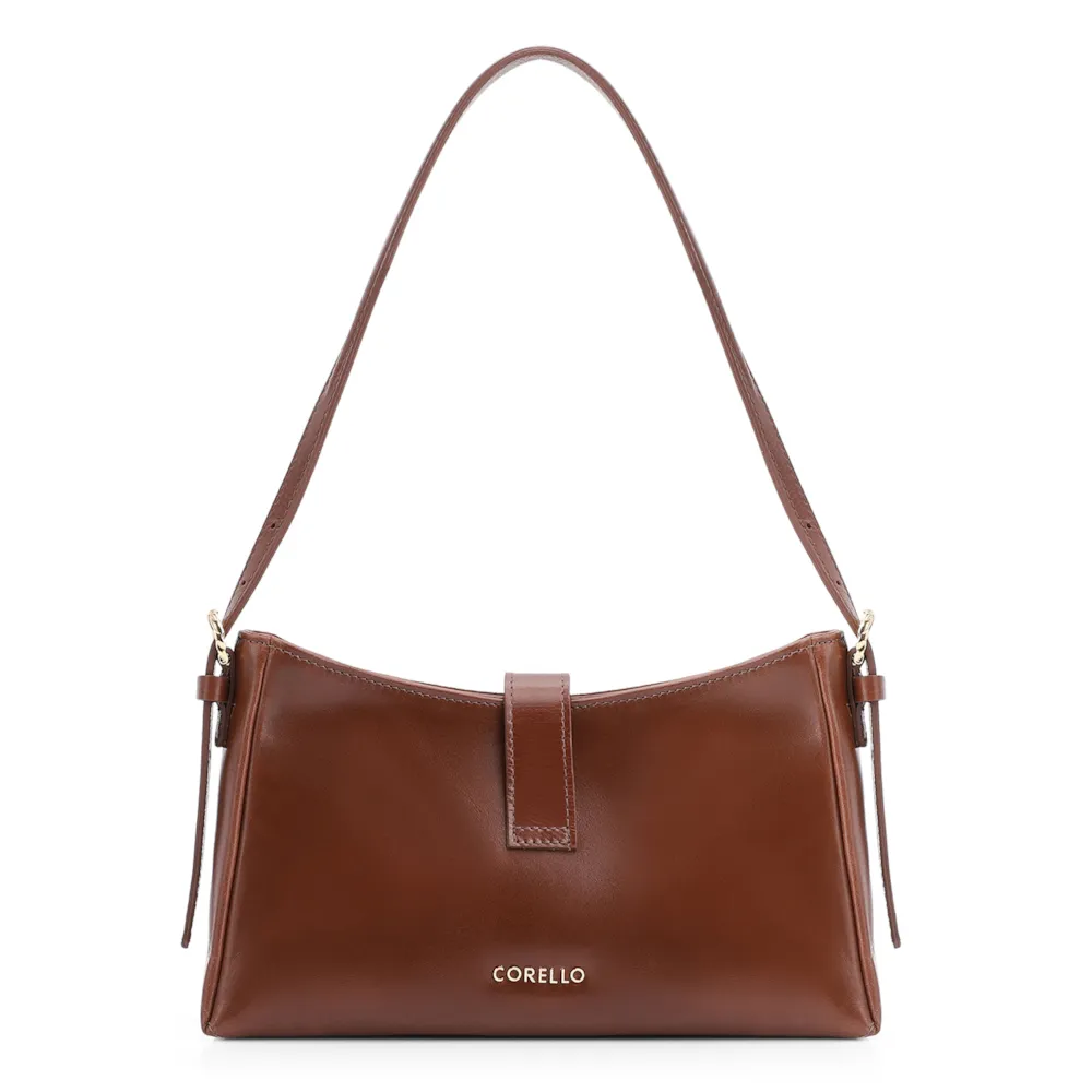 Bolsa De Ombro Argola Couro Marrom - imagem 3