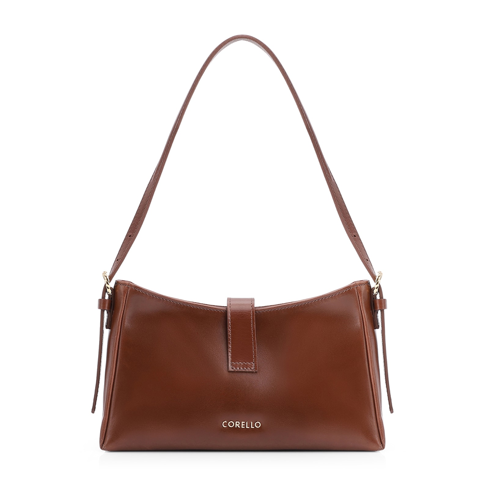 Bolsa De Ombro Argola Couro Marrom