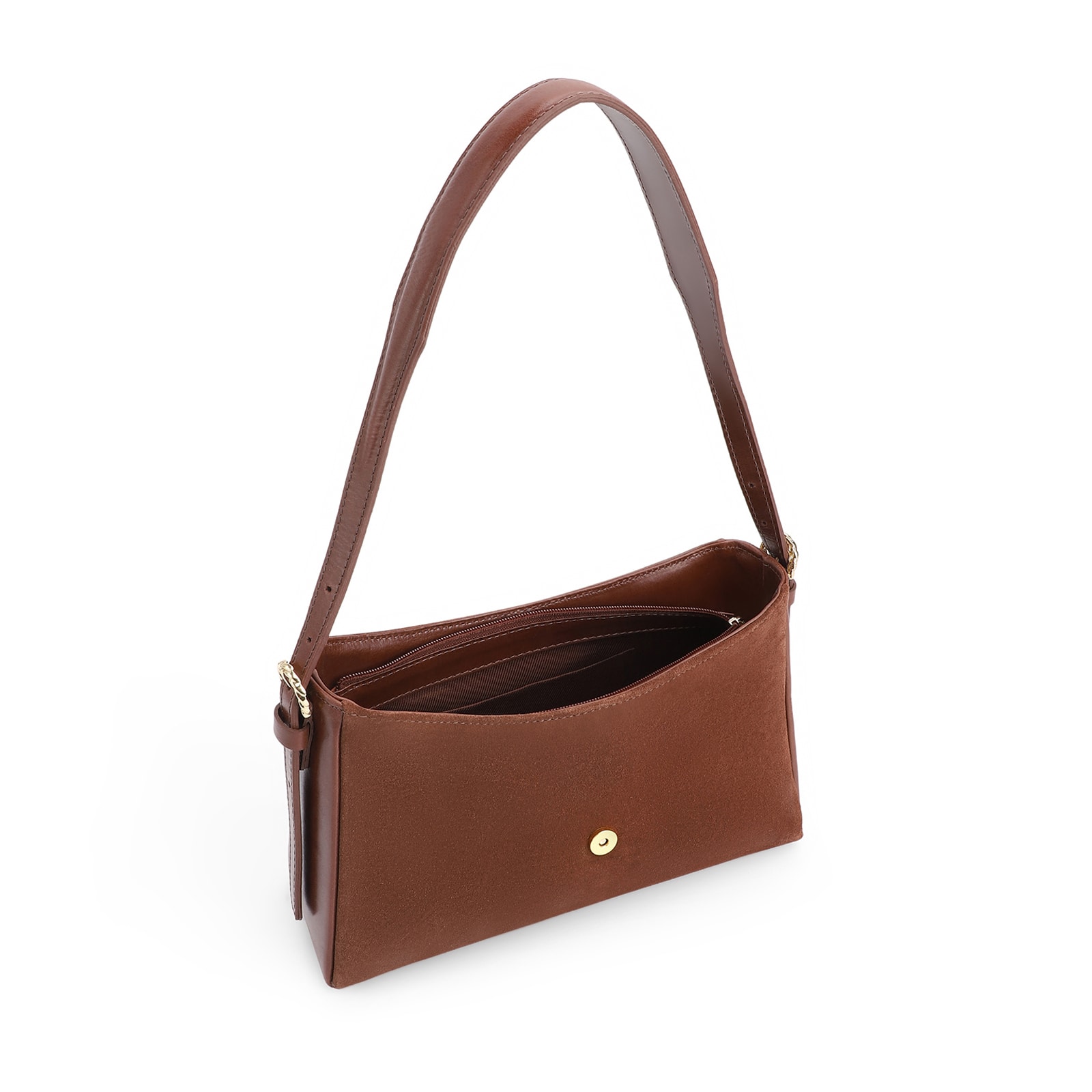 Bolsa De Ombro Argola Couro Marrom