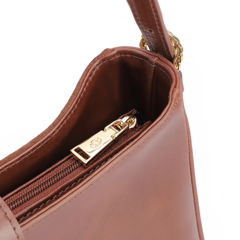 Bolsa De Ombro Argola Couro Marrom - imagem 5