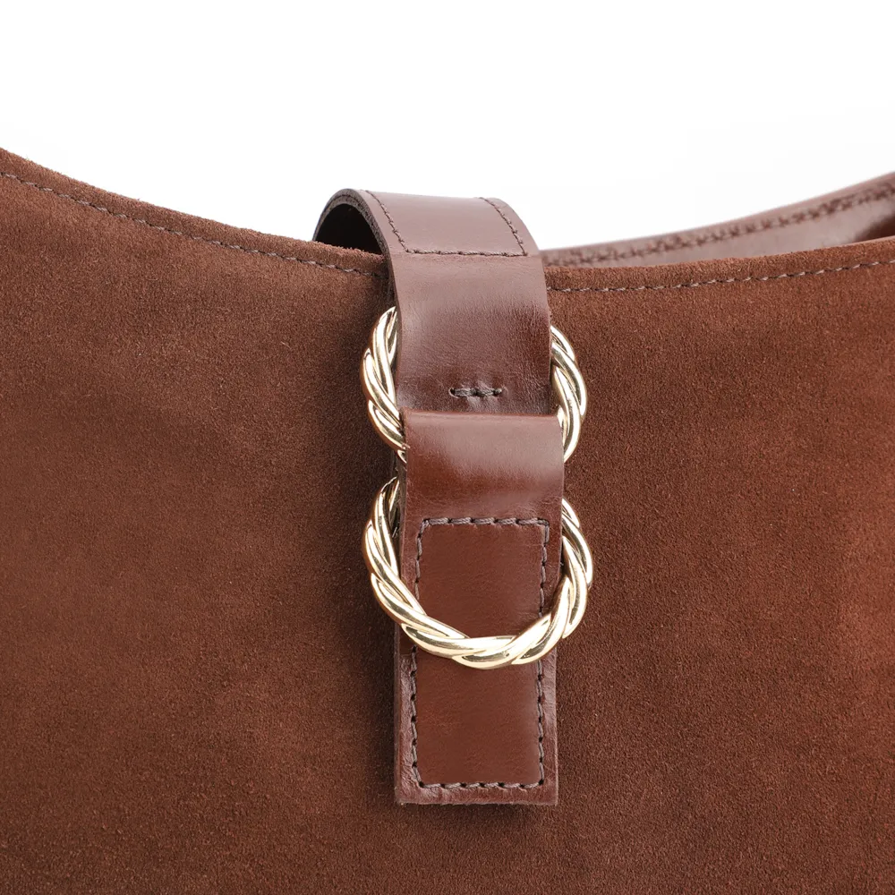 Bolsa De Ombro Argola Couro Marrom - imagem 7