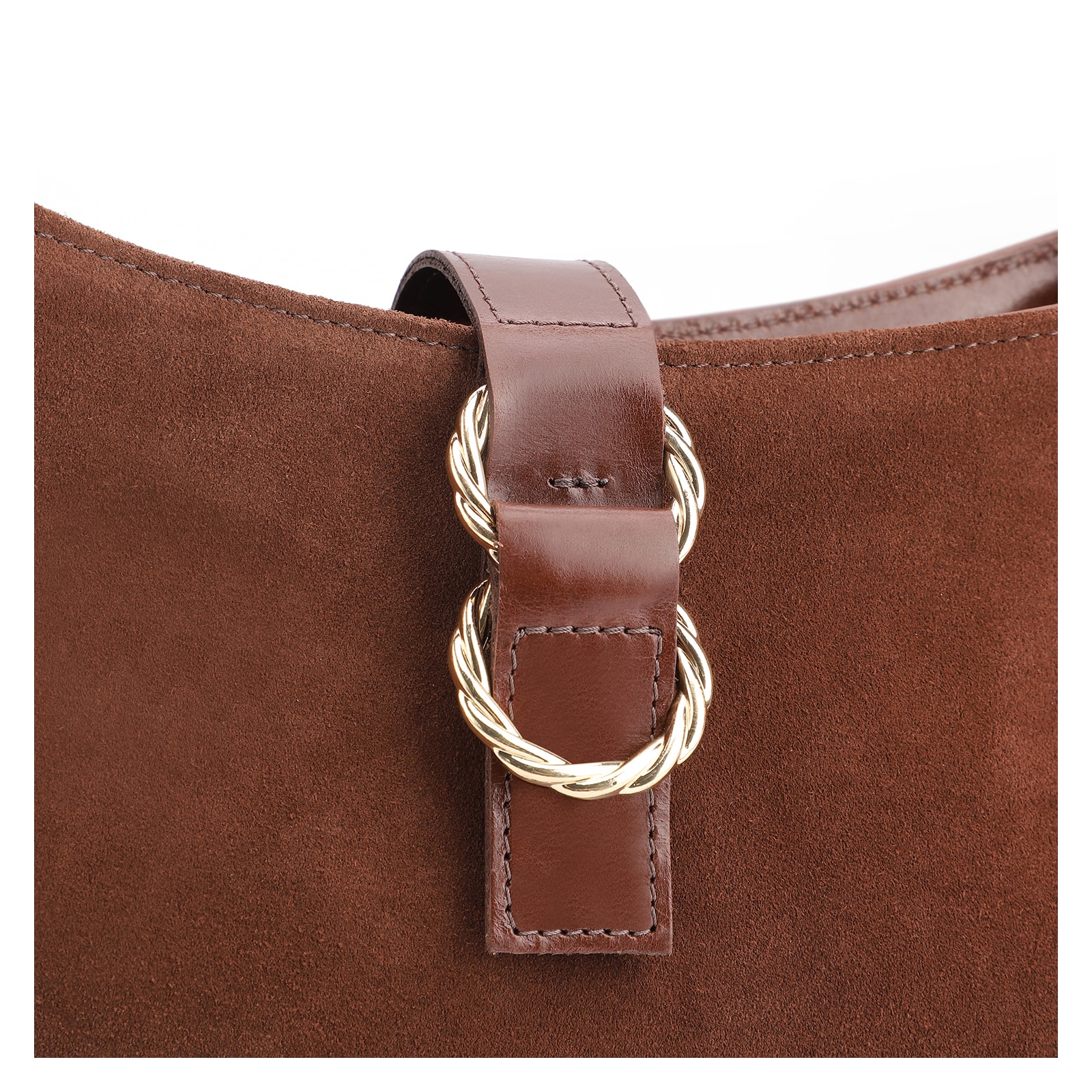 Bolsa De Ombro Argola Couro Marrom
