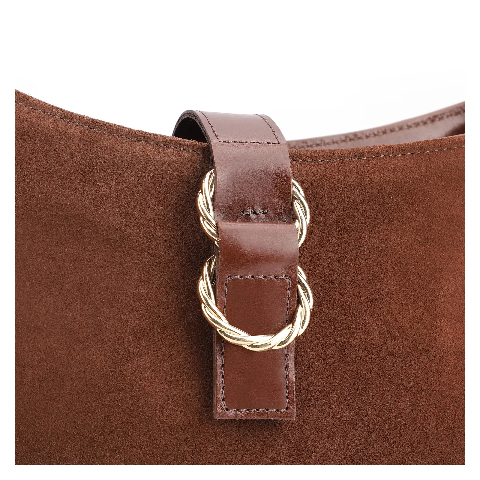 Bolsa De Ombro Argola Couro Marrom