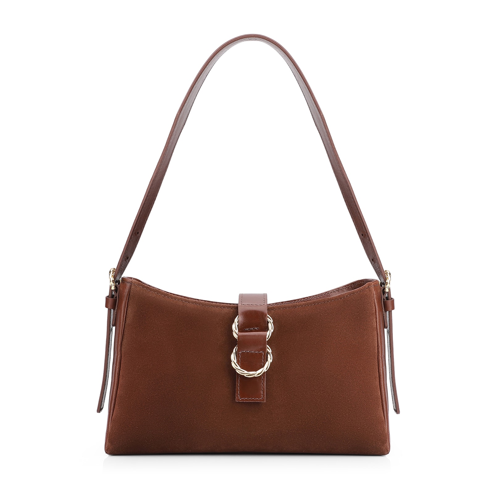 Bolsa De Ombro Argola Couro Marrom