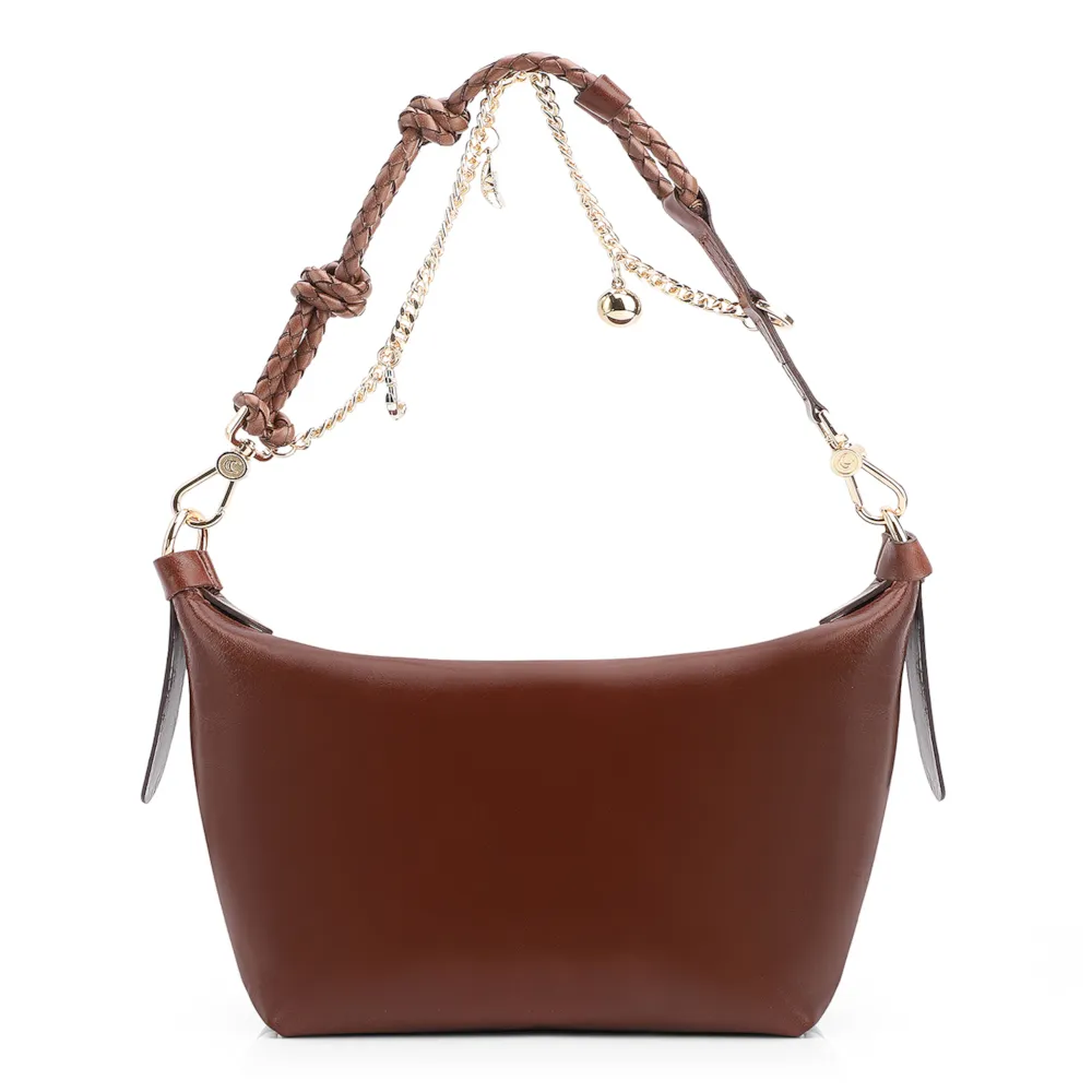 Bolsa De Ombro Bag Charm Couro Marrom - imagem 3