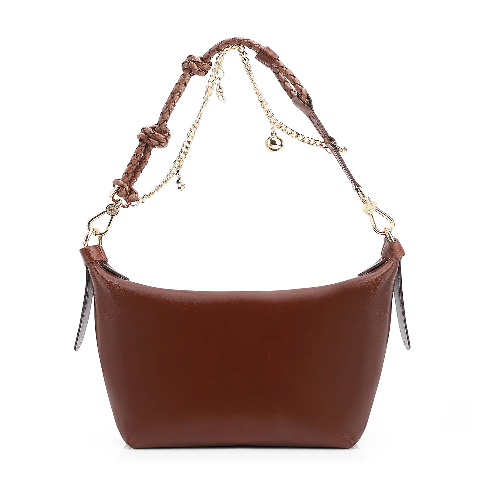 Bolsa De Ombro Bag Charm Couro Marrom