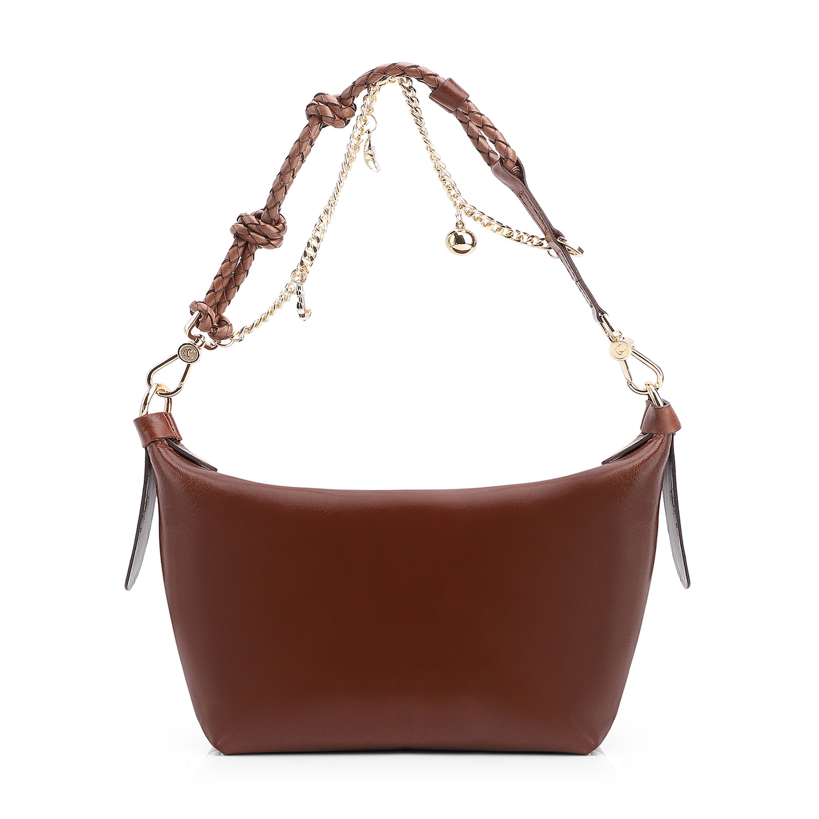 Bolsa De Ombro Bag Charm Couro Marrom