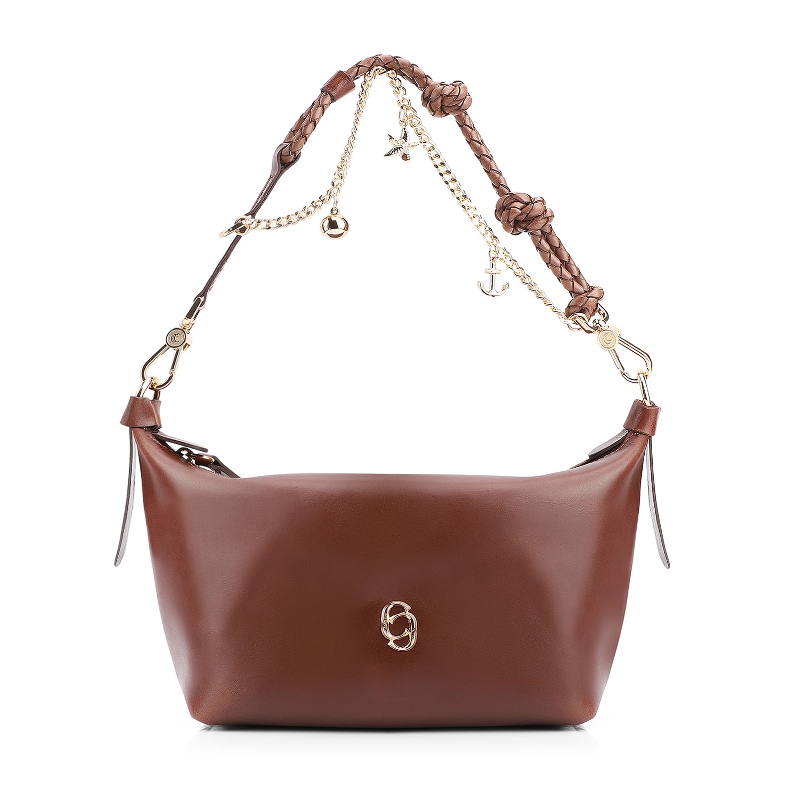 Bolsa De Ombro Bag Charm Couro Marrom