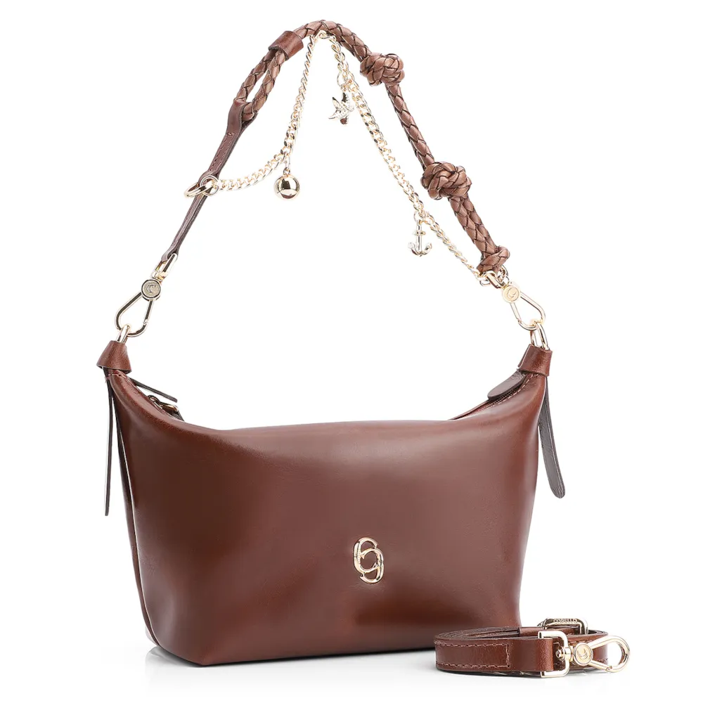 Bolsa De Ombro Bag Charm Couro Marrom - imagem 2