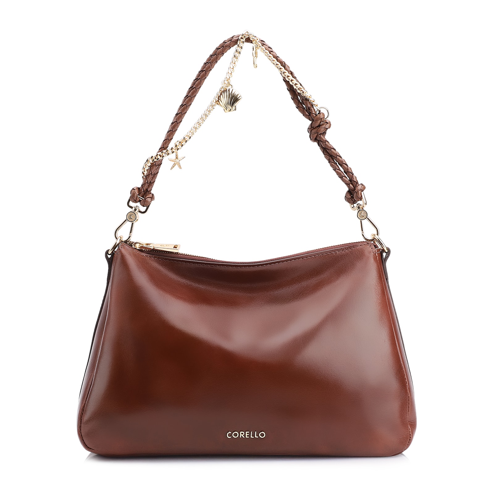Bolsa De Ombro Bag Charm Couro Marrom