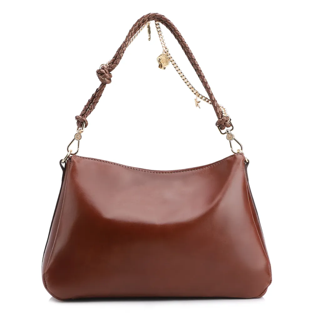 Bolsa De Ombro Bag Charm Couro Marrom - imagem 4