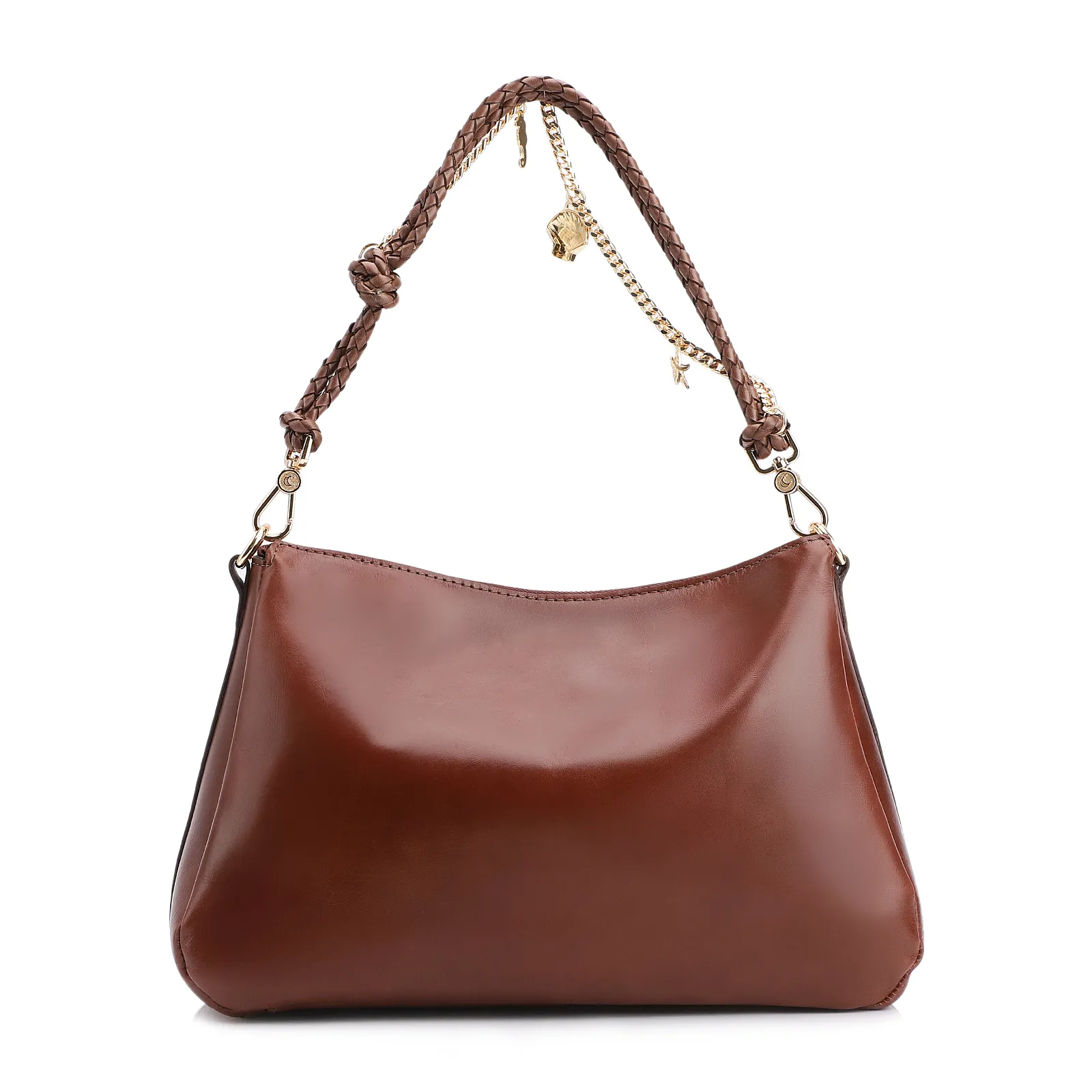 Bolsa De Ombro Bag Charm Couro Marrom