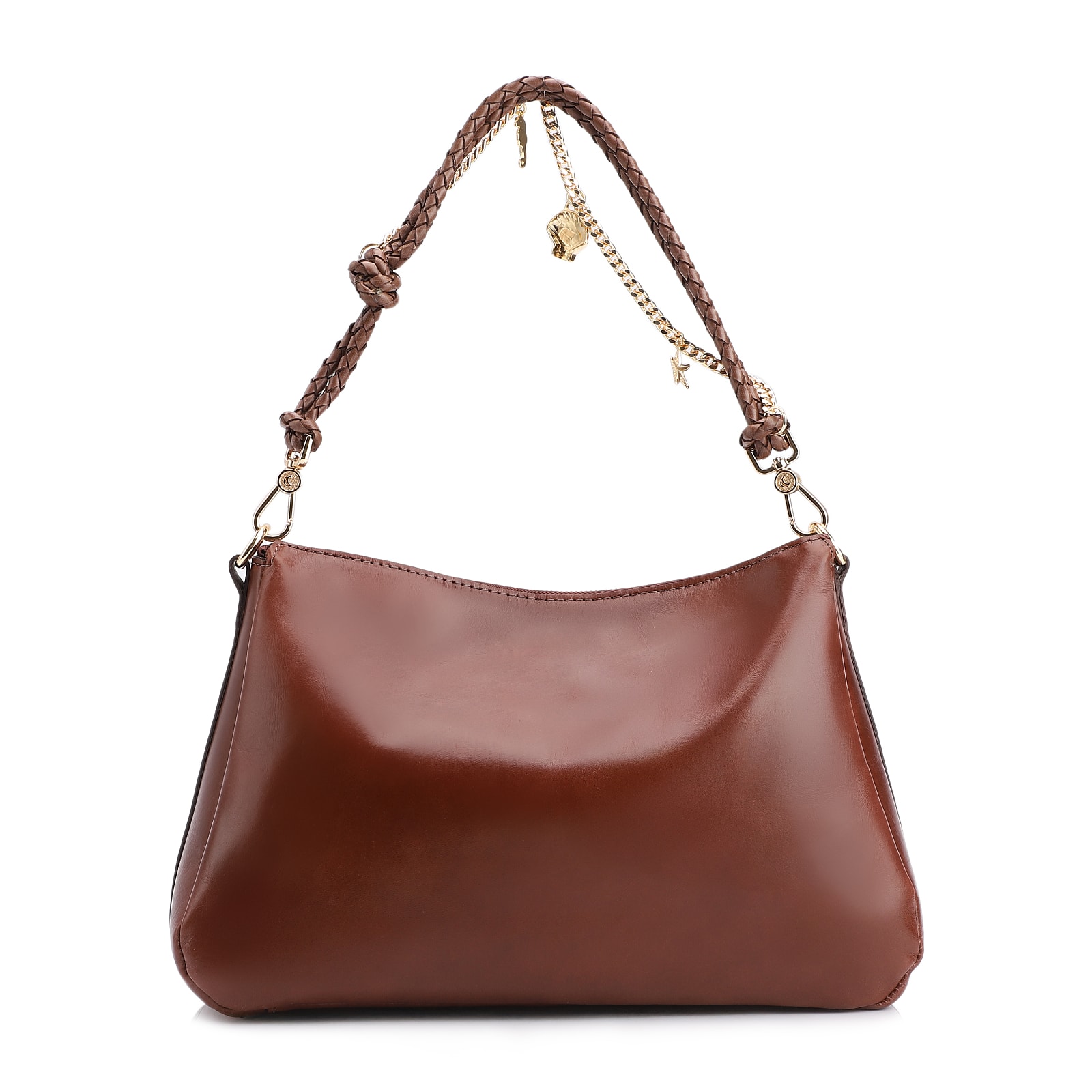 Bolsa De Ombro Bag Charm Couro Marrom