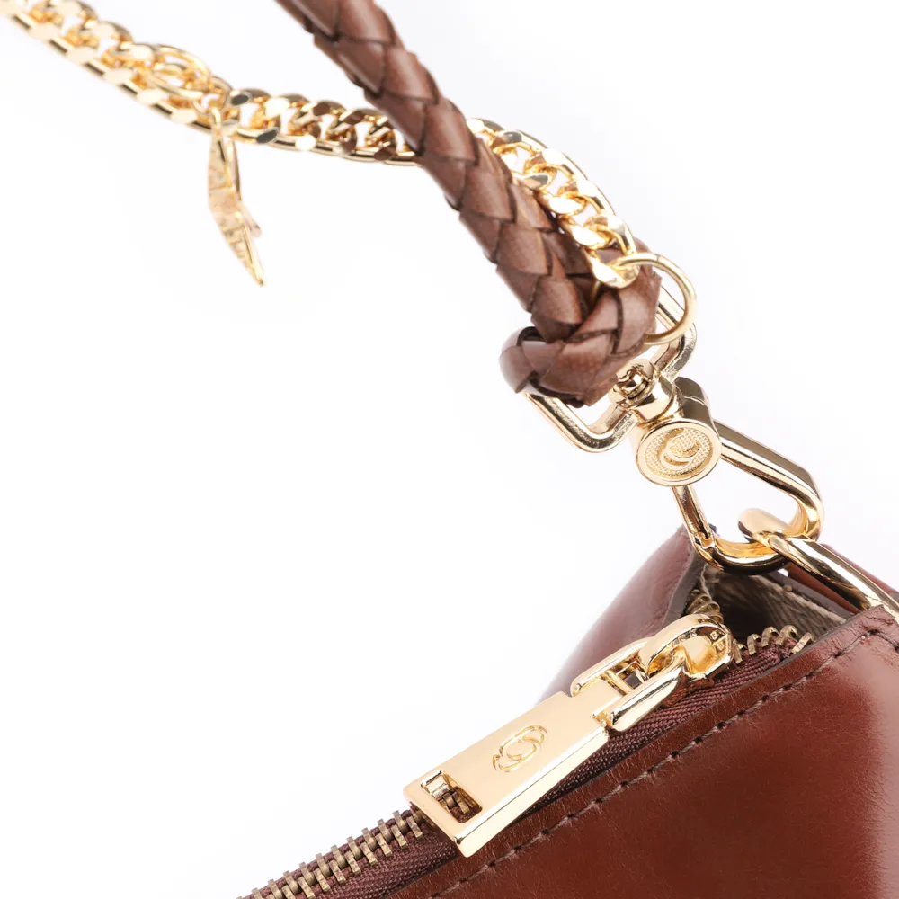 Bolsa De Ombro Bag Charm Couro Marrom - imagem 6