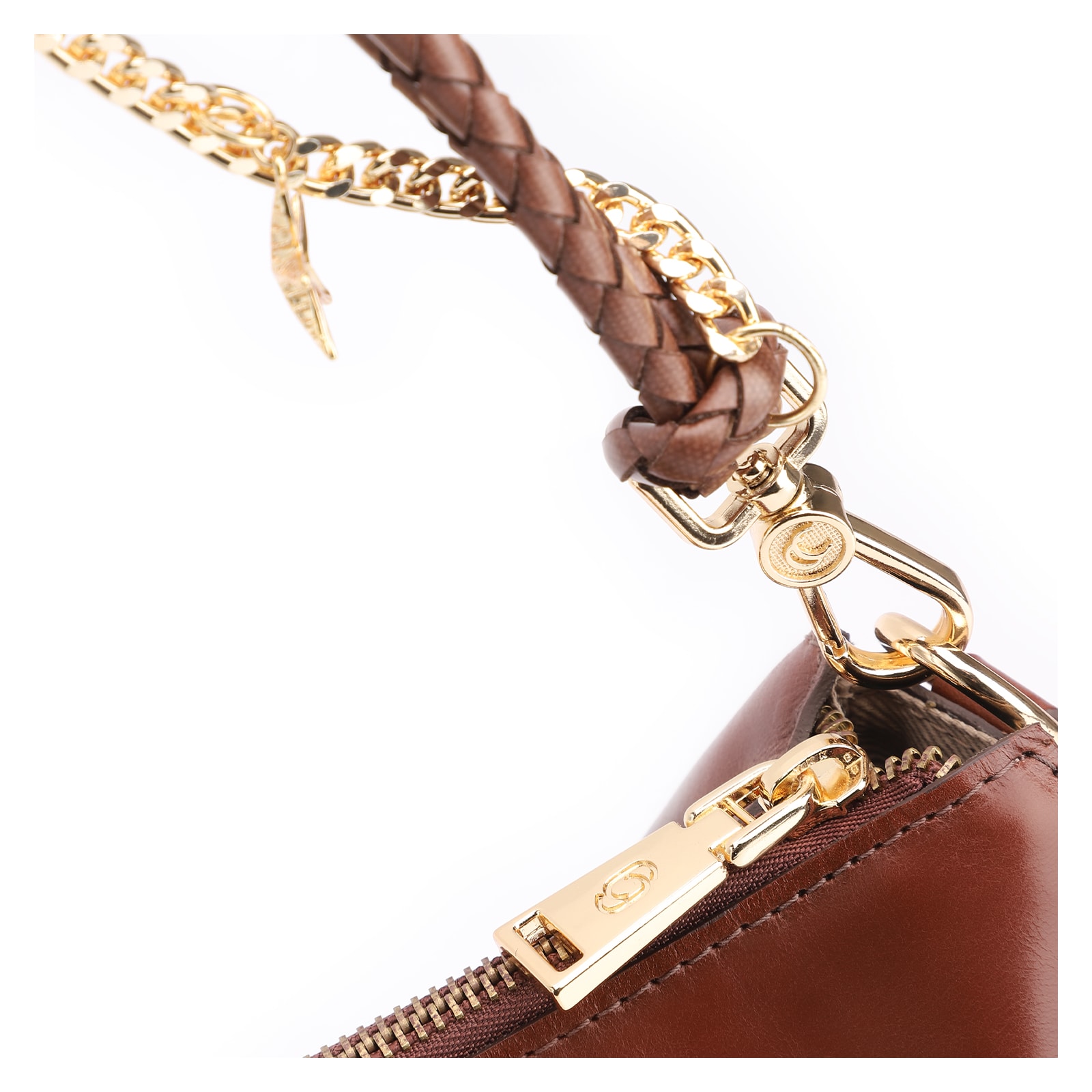Bolsa De Ombro Bag Charm Couro Marrom