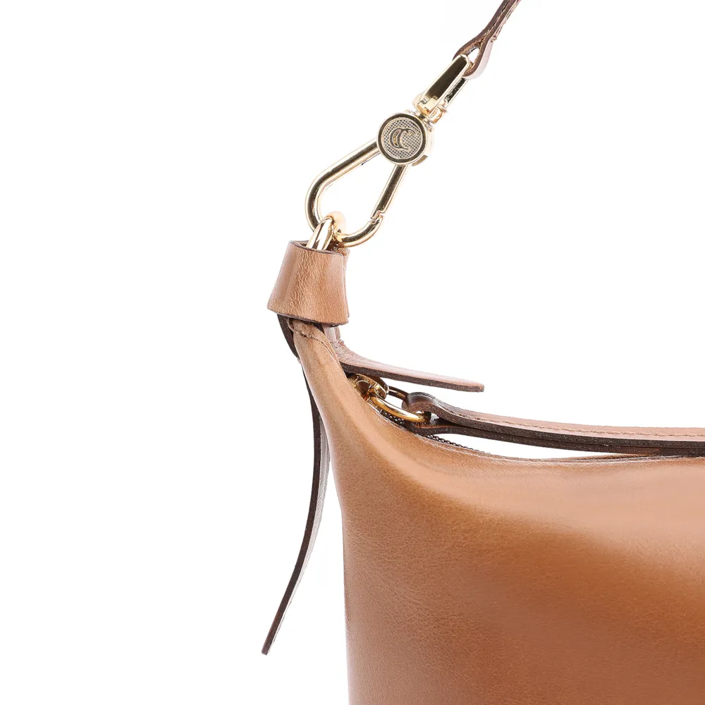 Bolsa De Ombro Bag Charm Couro Marrom Claro - imagem 5