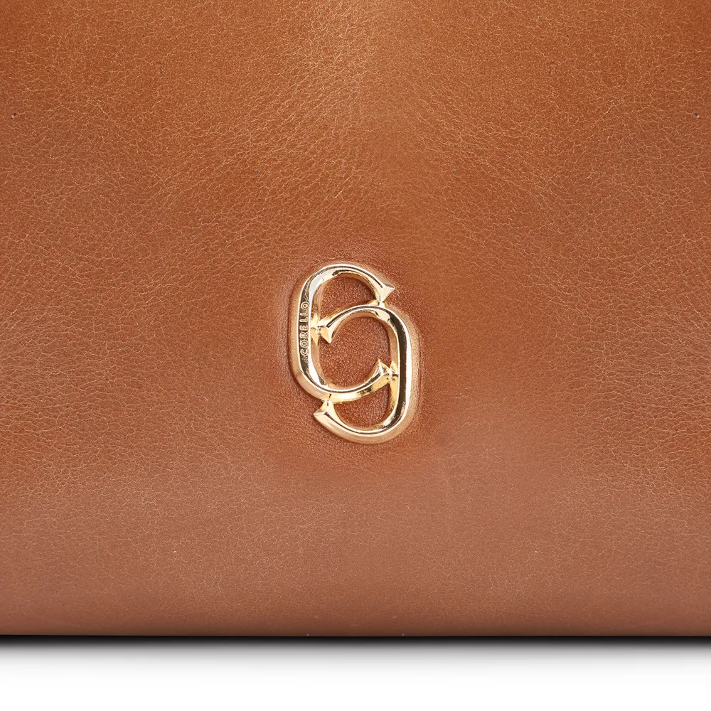 Bolsa De Ombro Bag Charm Couro Marrom Claro - imagem 6