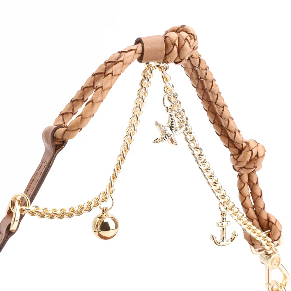Bolsa De Ombro Bag Charm Couro Marrom Claro - imagem 7