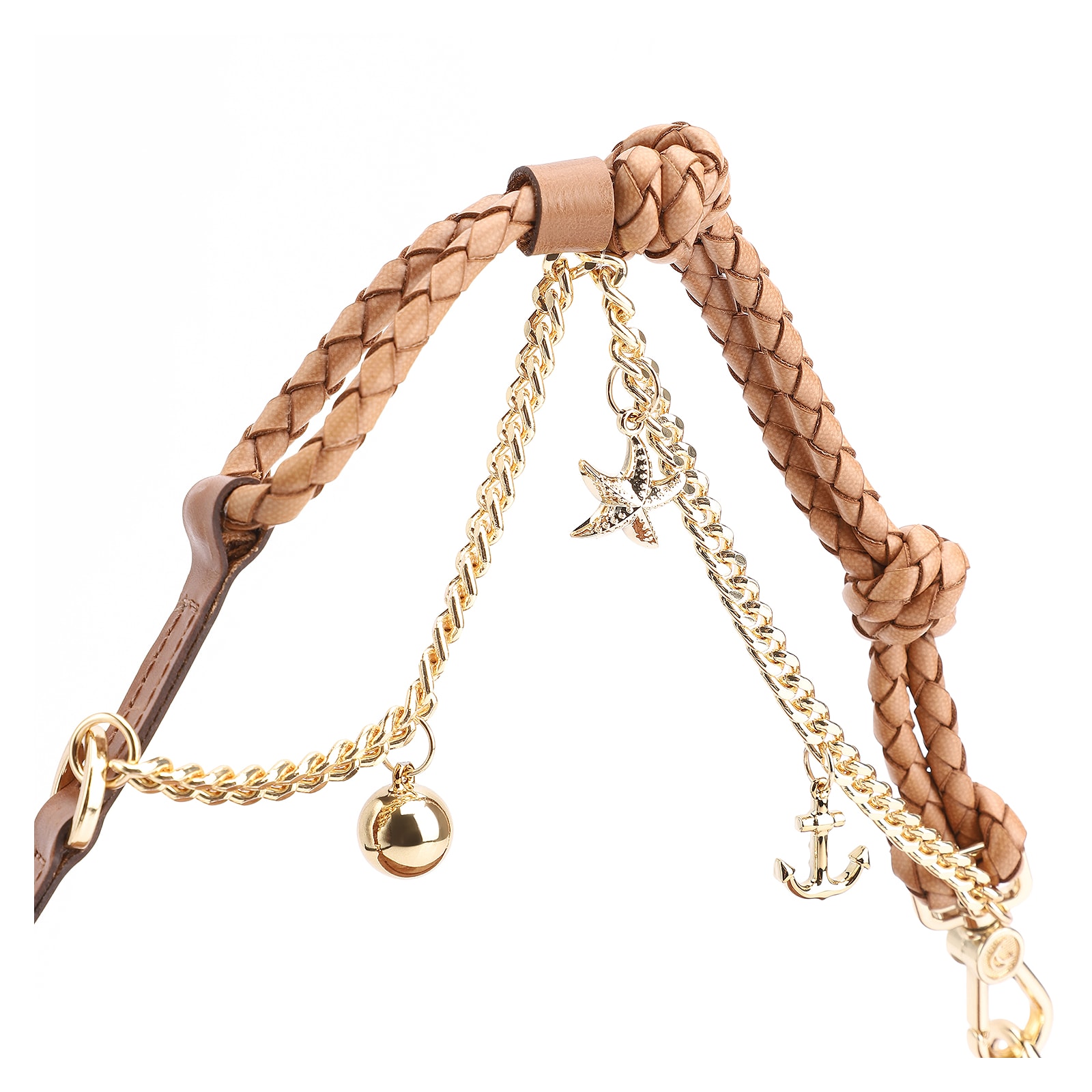 Bolsa De Ombro Bag Charm Couro Marrom Claro