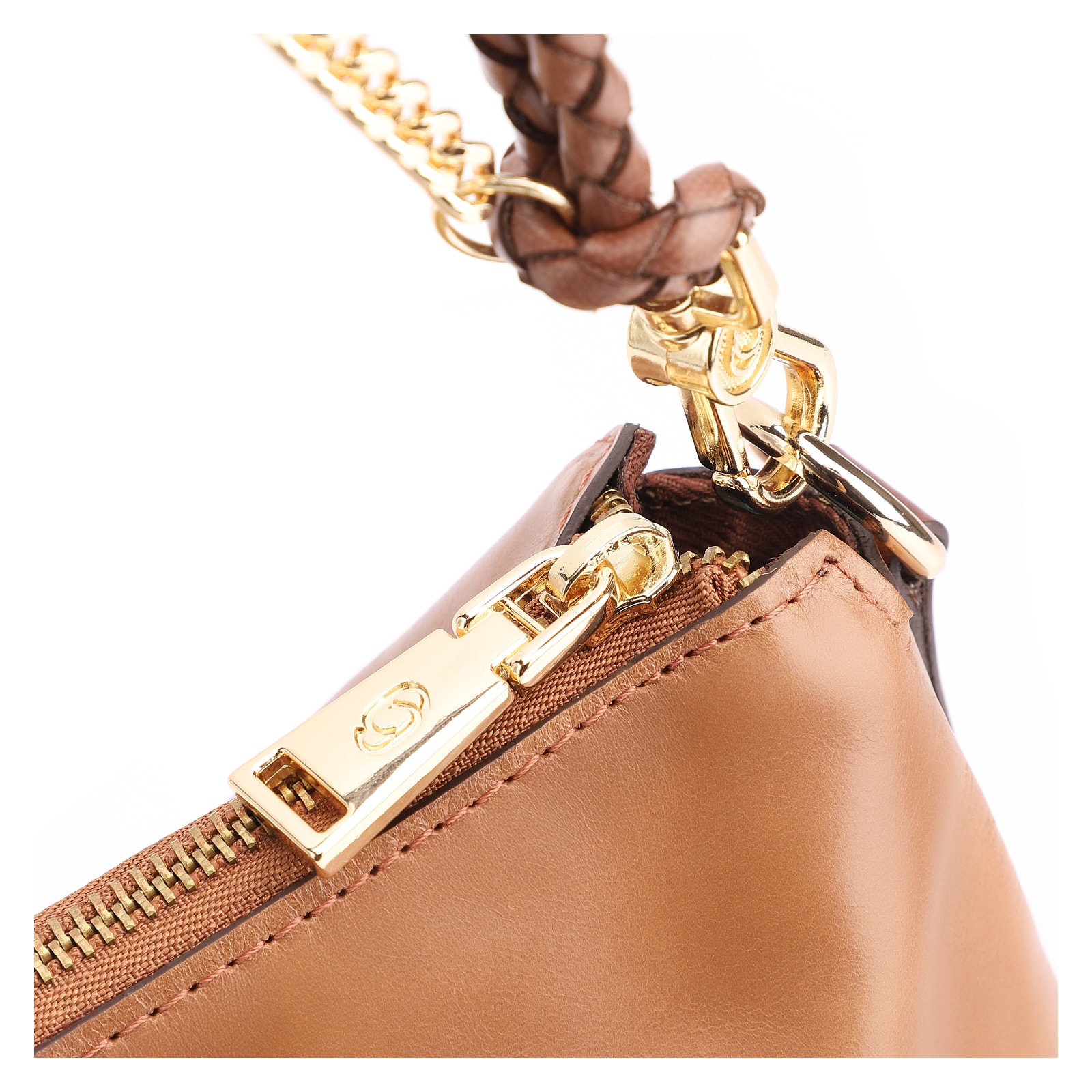 Bolsa De Ombro Bag Charm Couro Marrom Claro
