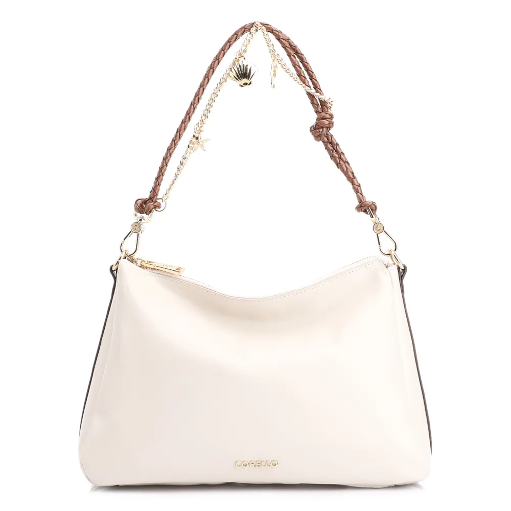 Bolsa De Ombro Bag Charm Couro Off White