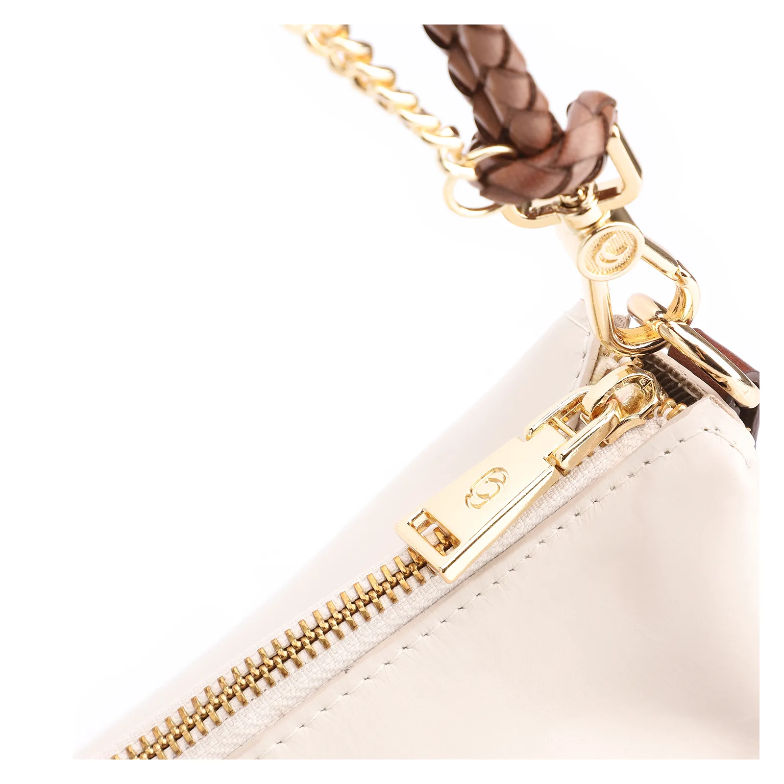 Bolsa De Ombro Bag Charm Couro Off White