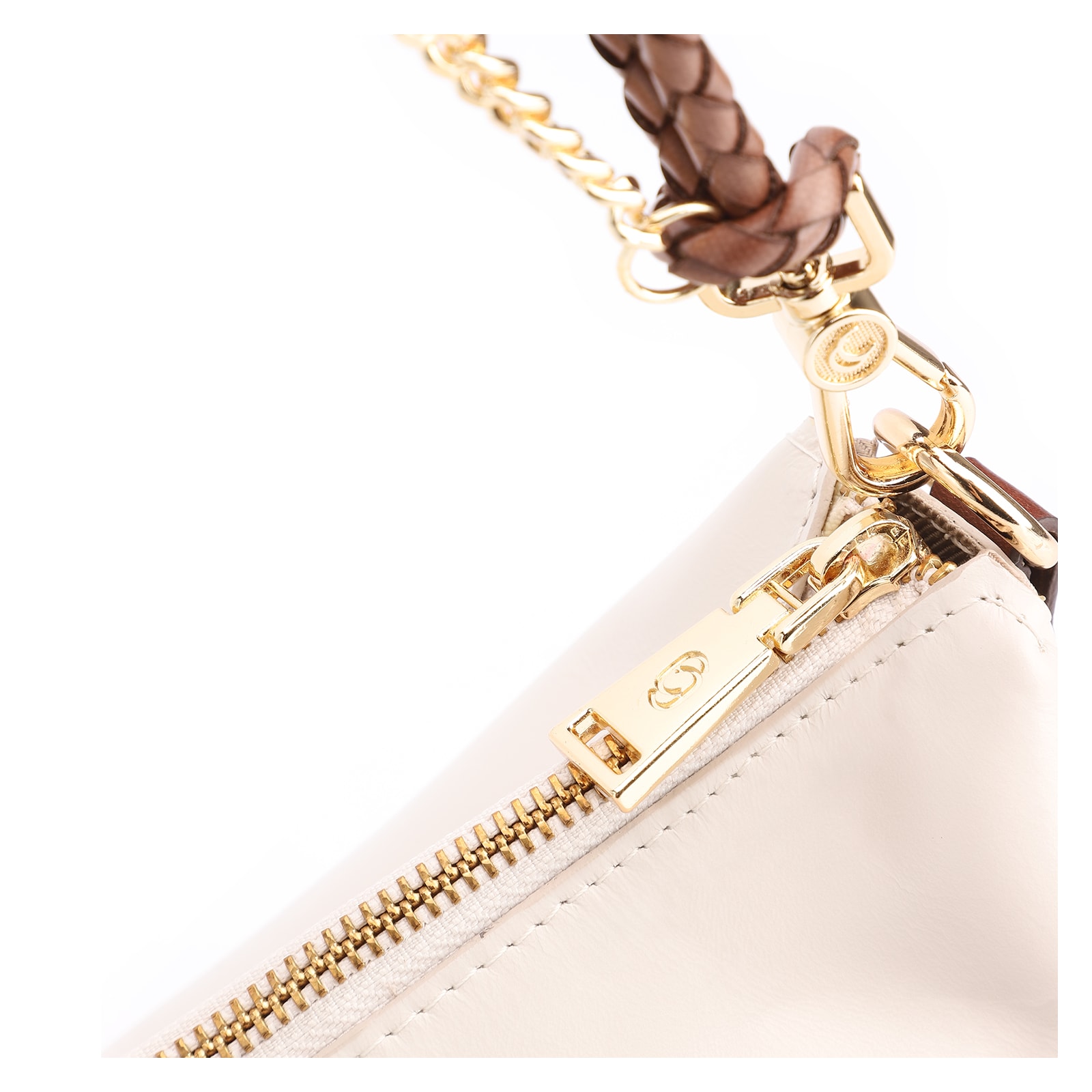 Bolsa De Ombro Bag Charm Couro Off White