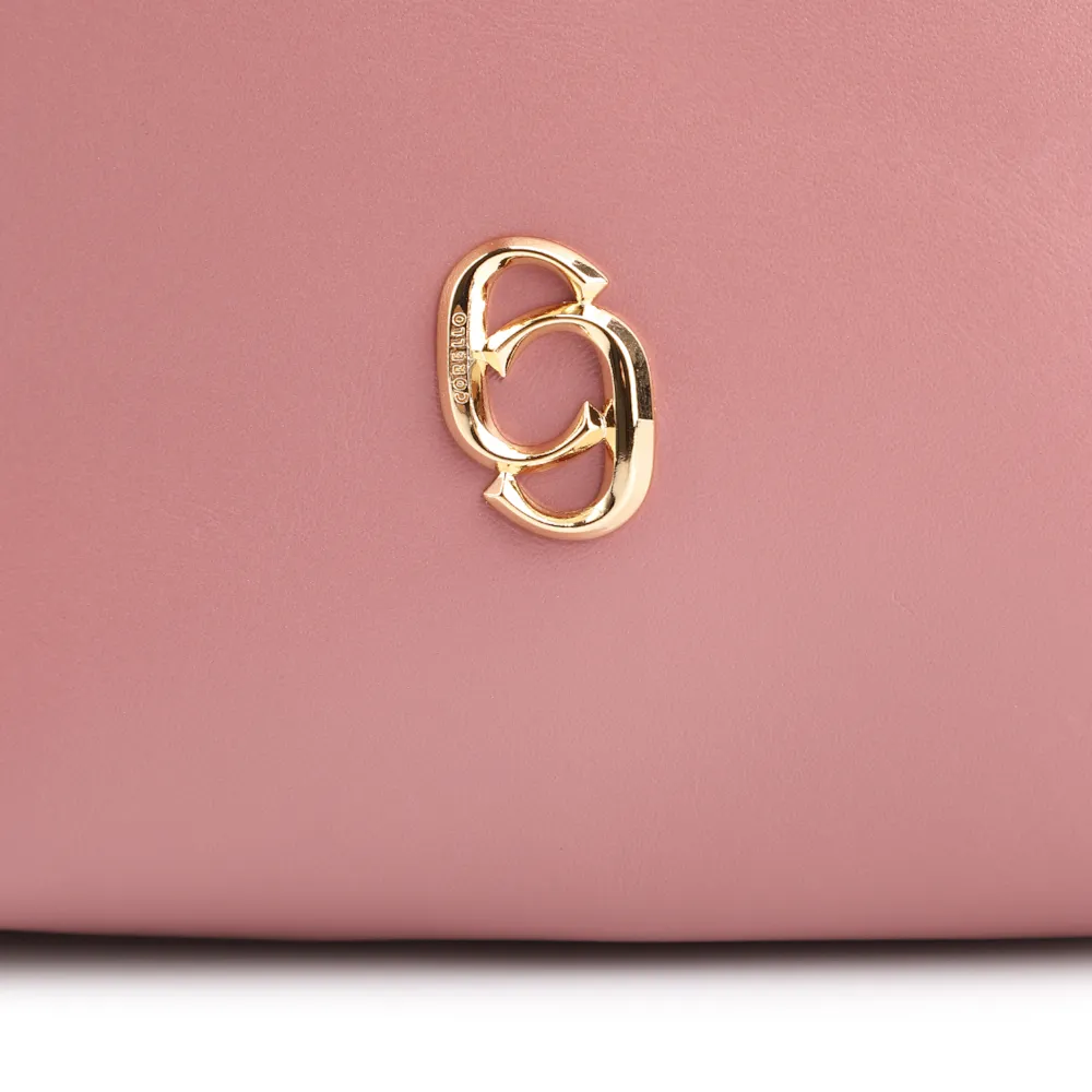 Bolsa De Ombro Bag Charm Couro Rosa Blush - imagem 6