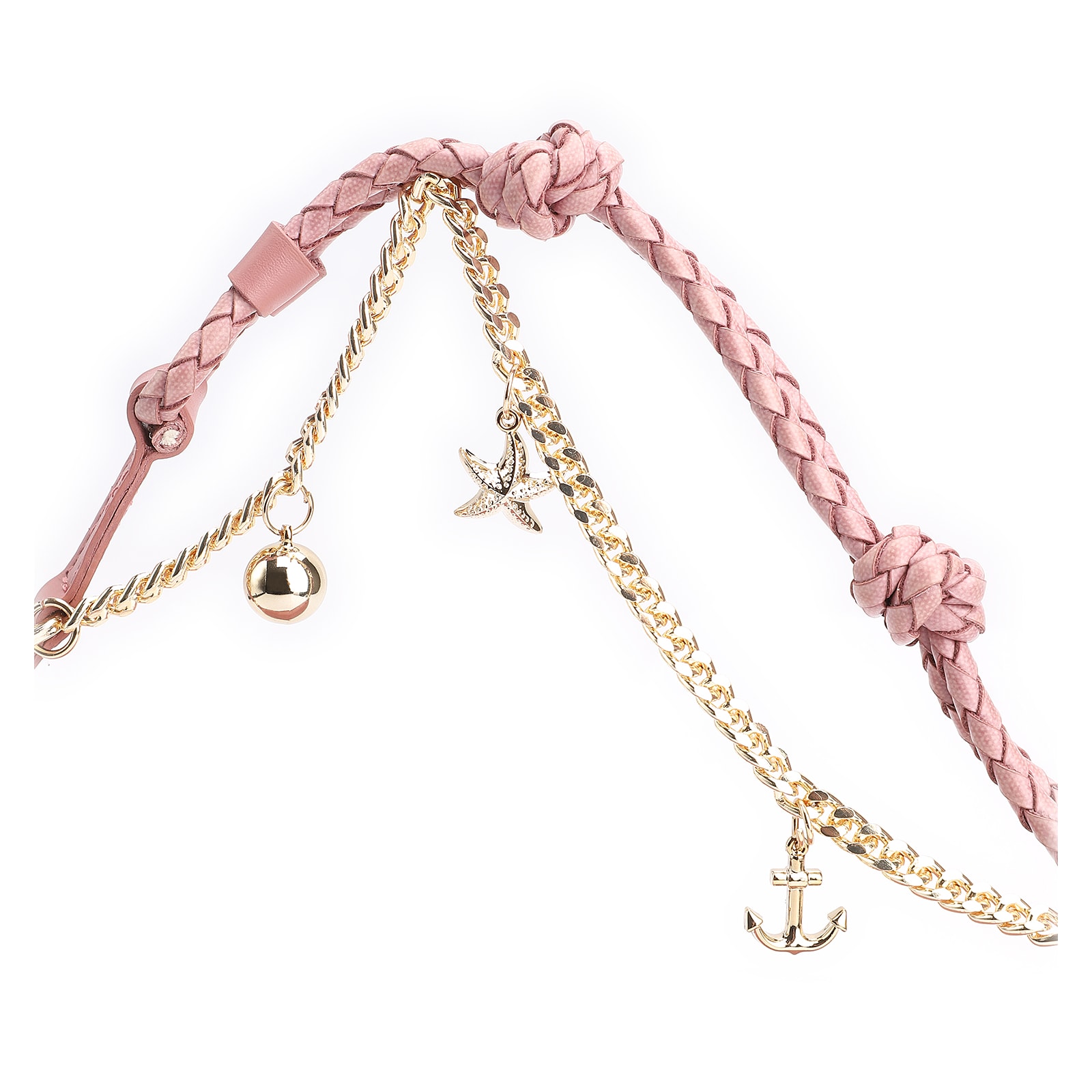 Bolsa De Ombro Bag Charm Couro Rosa Blush