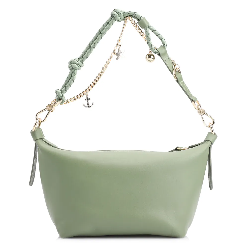 Bolsa De Ombro Bag Charm Couro Verde Alecrim - imagem 3