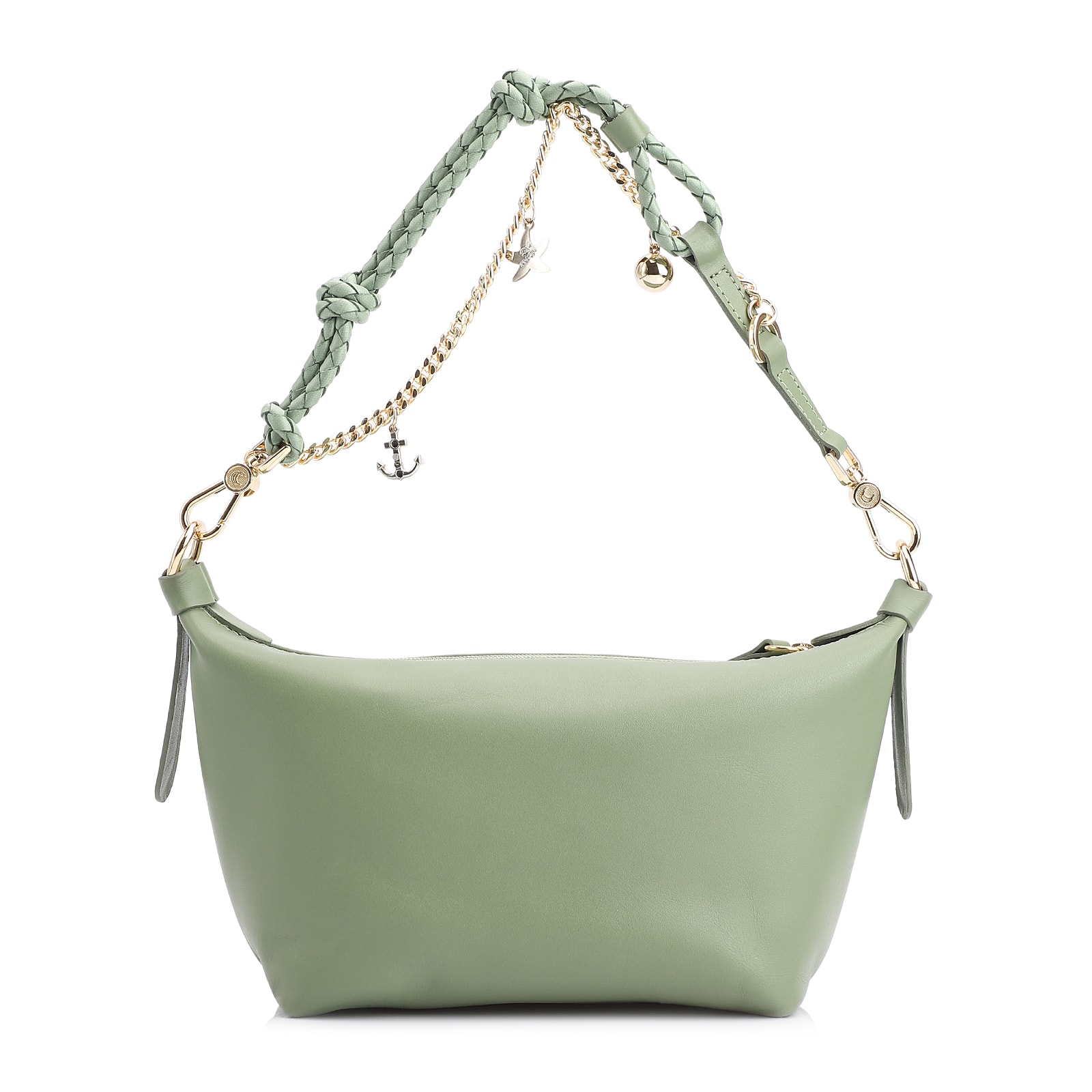 Bolsa De Ombro Bag Charm Couro Verde Alecrim