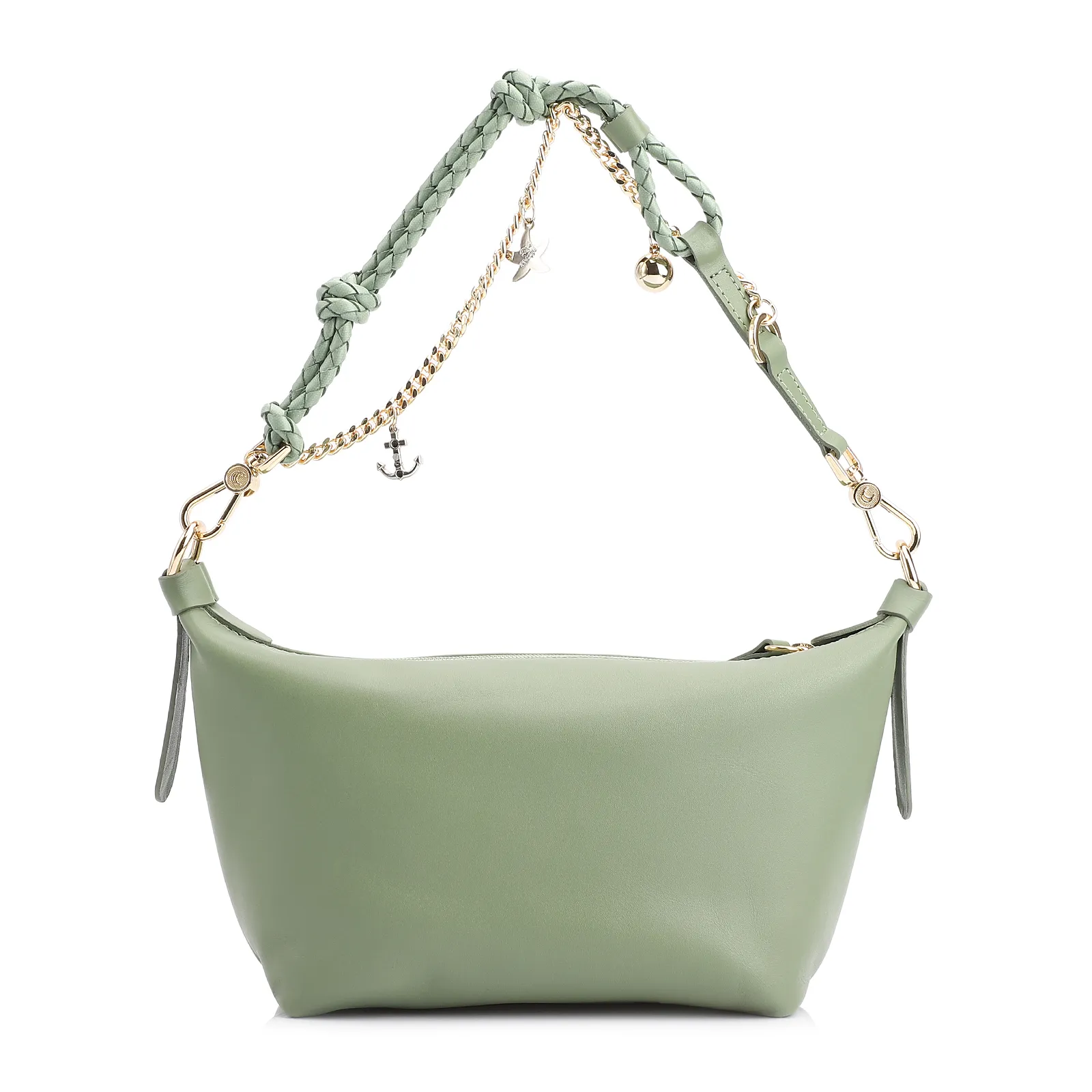 Bolsa De Ombro Bag Charm Couro Verde Alecrim